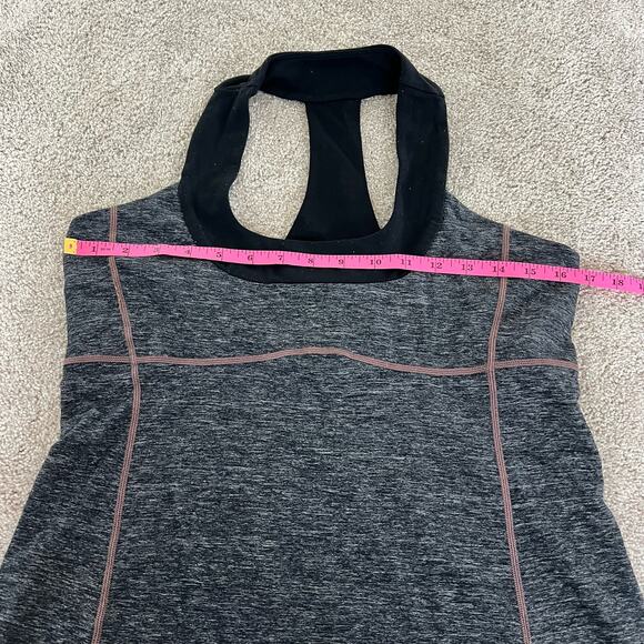 Lululemon Women's Razorback Athletic Tank Built in Bra Grey Black Size 12 - Picture 8 of 10